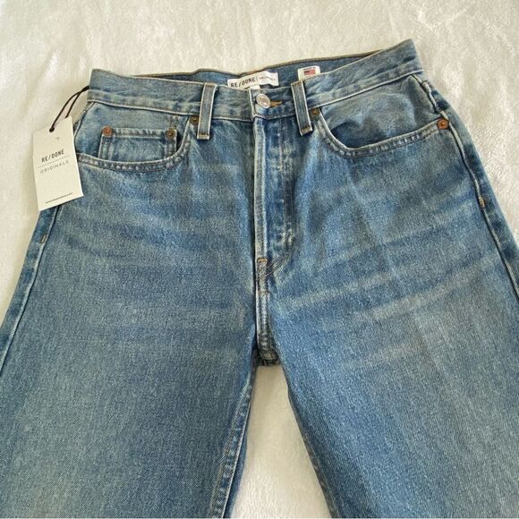 RE/DONE ORIGINALS STOVE PIPE HIGH RISE BUTTON FRONT JEANS NWT - Picture 7 of 15